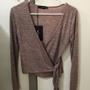 Mauve front tie blouse